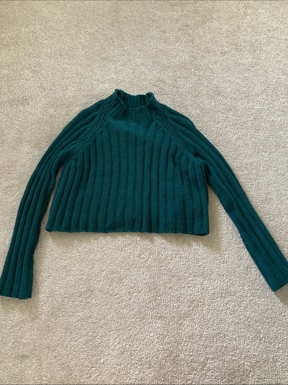 American Eagle Outfitters Ribbed Mock Neck Sweater - Teal Green